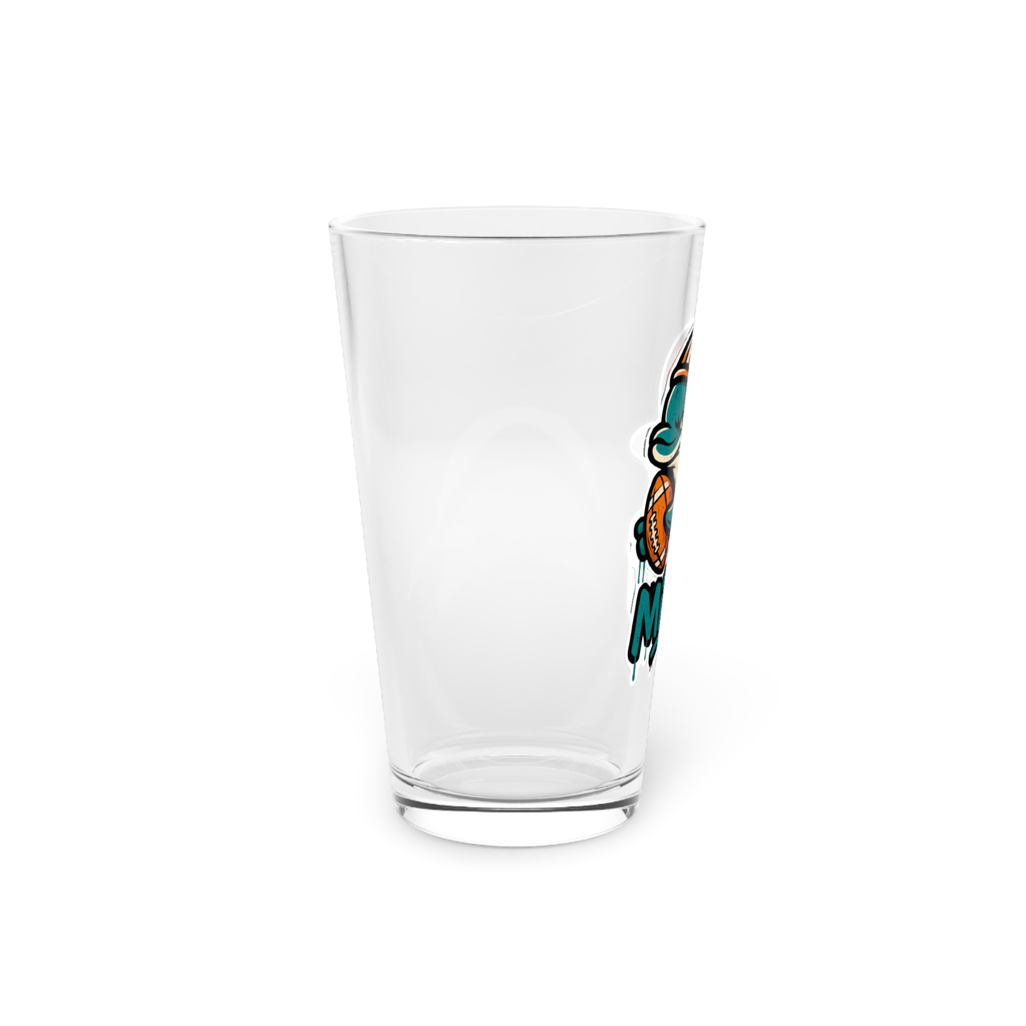 Miami Dolphins Pint Glass, 16oz Beer Cup, Sports Fan Gift, Custom Drinkware, Tailgating Accessory, Party Glass
