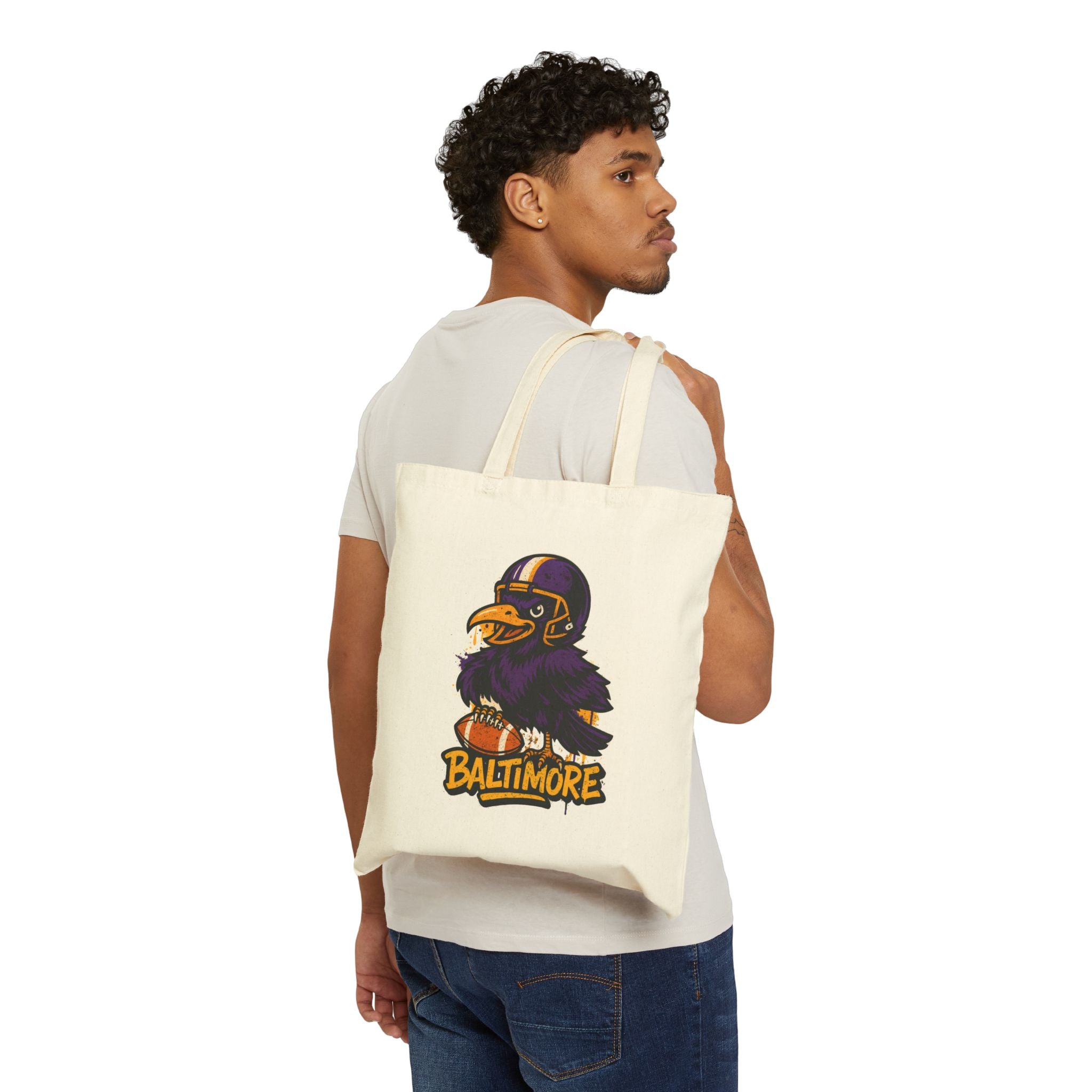 Ravens Mascot Tote Bag — Cute Sports Canvas Tote for Fans