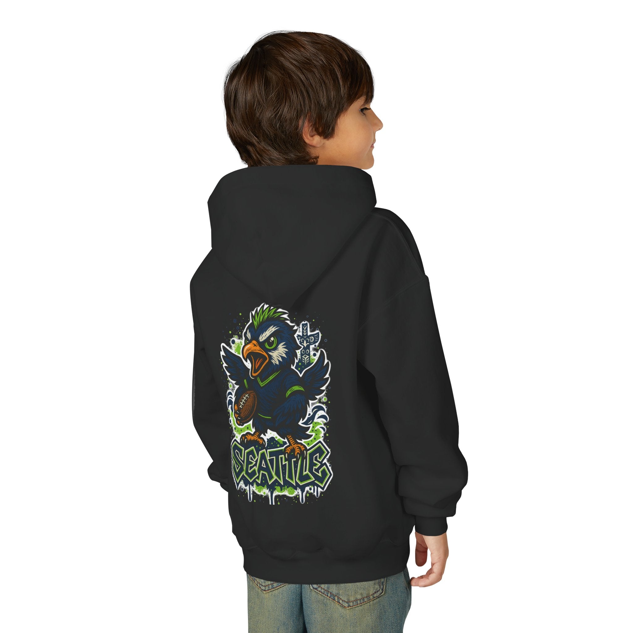 Seattle Seahawks Kids Sweatshirt – Baby Mascot Graffiti Hoodie
