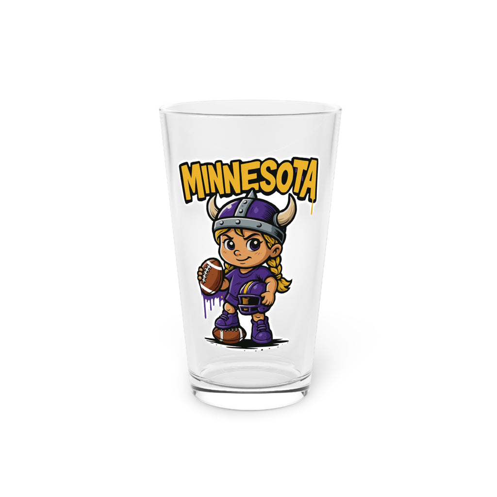 Minnesota Vikings Pint Glass, 16oz Beer Cup, Sports Fan Gift, Custom Drinkware, Tailgating Accessory, Party Glass