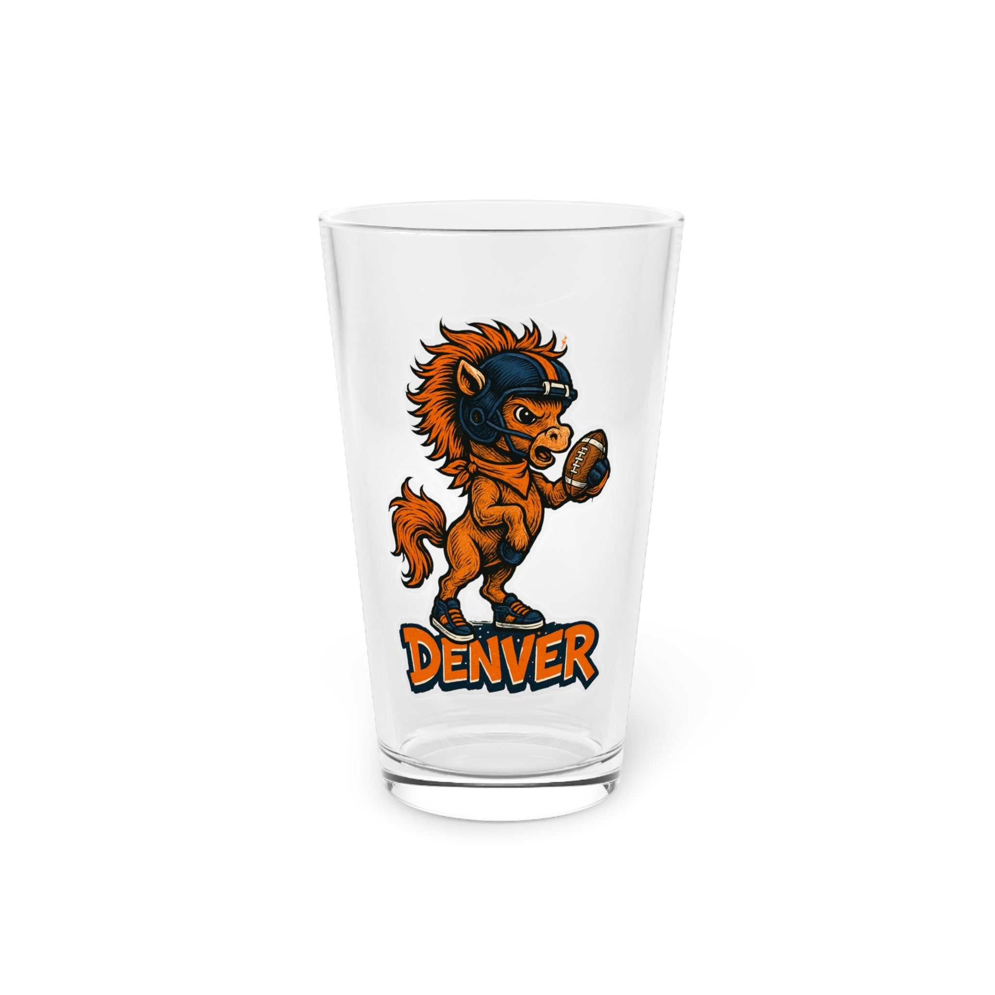 Denver Broncos Pint Glass, 16oz Beer Cup, Sports Fan Gift, Custom Drinkware, Tailgating Accessory, Party Glass