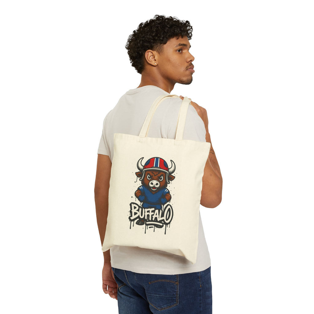Buffalo Bills Mascot Tote Bag — Cute Sports Canvas Tote for Fans