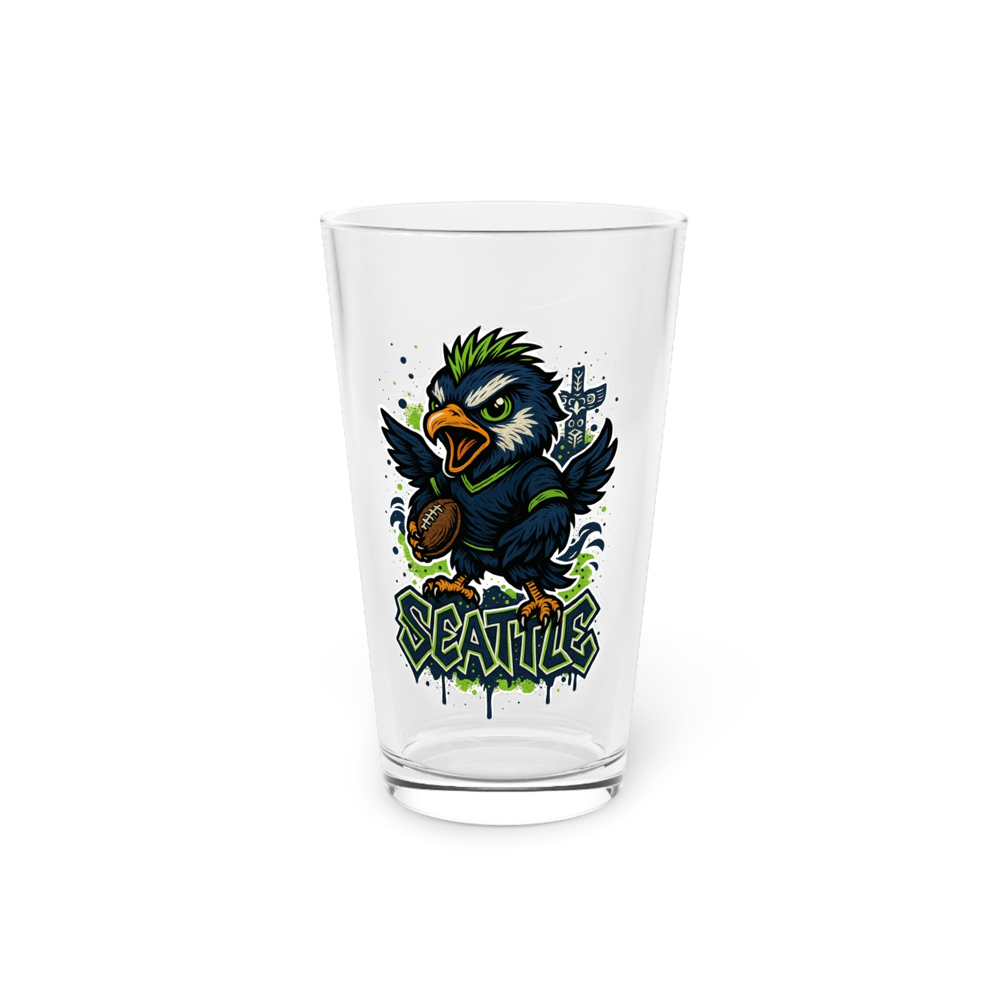 Seattle Seahawks Pint Glass, 16oz Beer Cup, Sports Fan Gift, Custom Drinkware, Tailgating Accessory, Party Glass